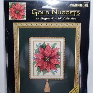 Poinsettia Golden Nuggets cross stitch kit new